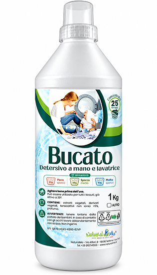 Detersivo bucato a mano e lavatrice - 25 lavaggi con 1 Kg
